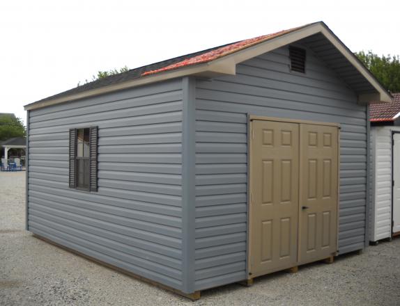 Vinyl 12'x16' Peak Front Shed w/ Workbench / Shelves 